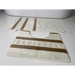  Kupaonski tepih 2 dijela - krem s listićima