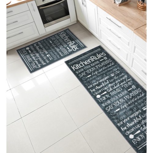  Shop No. SIL Kuhinjski tepih 2-dijelni set 38x58cm+38x117cm-rules sivi