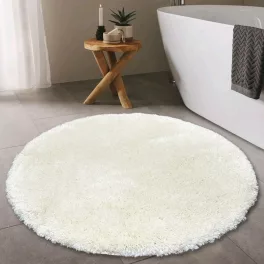 Okrugli bijeli Tepih promjera 67cm Tepih sa gumenom podlogom