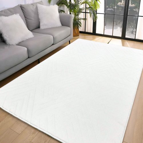  Trgovina 7. Den. Luksuzni romboidni bijeli mekani tepih 66x220 cm - gumena poleđina