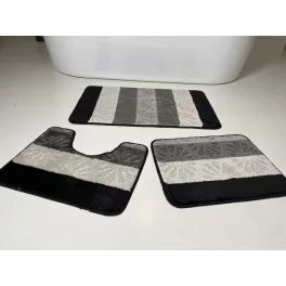  Kupaonski tepih 3 dijela - crni cvijet
