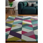 ASY Funk tepih 120x170cm 02 Chevron plava zelena