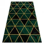 EMERALD tepih 1020 glamour, elegáns márvány, háromszögek üveg zelena / arany 180x270 cm