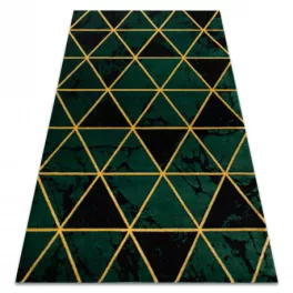   EMERALD tepih 1020 glamour, elegáns márvány, háromszögek üveg zelena / arany 80x150 cm