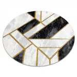  EMERALD tepih 1015 krug - glamur, elegantan mramor, geometrijski crni / zlatni krug 160 cm