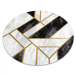    EMERALD tepih 1015 krug - glamur, elegantan mramor, geometrijski crni / zlatni krug 160 cm