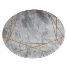   EMERALD tepih 1022 krug - glamur, elegantan mramor, geometrijski sivi / zlatni krug 160 cm