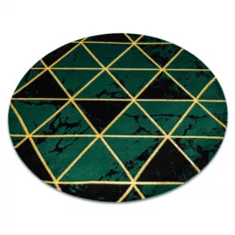    EMERALD tepih 1020 krug - glamur, elegantan mramor, trokuti staklo zeleni / zlatni krug 160 cm