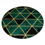  EMERALD tepih 1020 krug - glamur, elegantan mramor, trokuti staklo zeleni / zlatni krug 200 cm