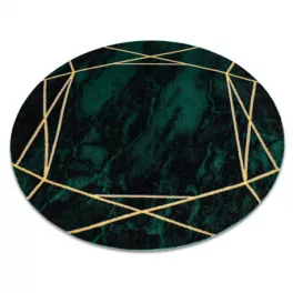    Ekskluzivni EMERALD tepih 1022 krug - glamur, elegantan mramor, geometrijsko staklo zeleno / zlatni kotač 160 cm