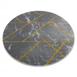  EMERALD tepih 1012 krug - glamur, elegantan mramor, geometrijski sivi / zlatni krug 120 cm
