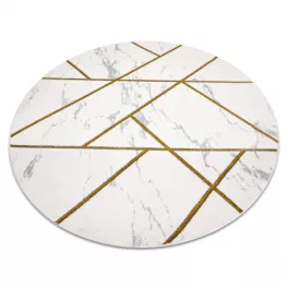    EMERALD tepih 1012 krug - glamur, elegantan mramor, geometrijski krem / zlatni krug 120 cm