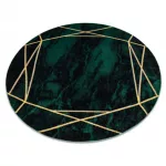  Ekskluzivni EMERALD tepih 1022 krug - glamur, elegantan mramor, geometrijsko staklo zeleno / zlatni kotač 120 cm