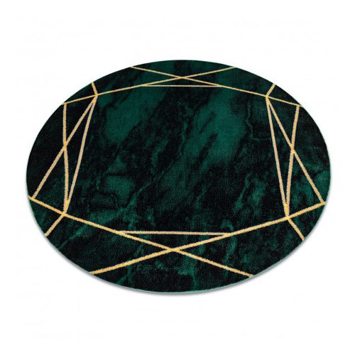  Ekskluzivni EMERALD tepih 1022 krug - glamur, elegantan mramor, geometrijsko staklo zeleno / zlatni kotač 120 cm