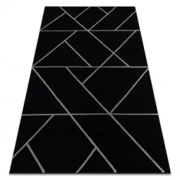    Kab. Tepih EMERALD 7543 glamour, elegantni geometrijski crno/srebrni 80x150 cm