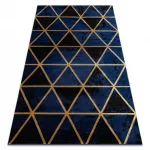 Kizárólagos EMERALD tepih 1020 glamour, elegáns márvány, háromszögek tamnoplava / arany 140x190 cm