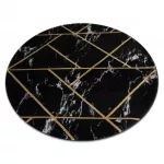  Ekskluzivni EMERALD tepih 2000 krugova - glamur, elegantan mramor, geometrijski crni / zlatni kotač 160 cm