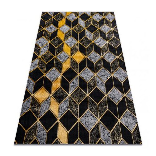  Moderni GLOSS tepih 400B 86 elegantan, glamur, art deco, 3D geometrijski crni / zlatni 240x330 cm