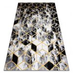  Moderni GLOSS 3D tepih 409A 82 Cube elegant, glamur, art deco crna / zlatna / siva 240x330 cm