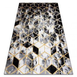    Moderni GLOSS 3D tepih 409A 82 Cube elegant, glamur, art deco crna / zlatna / siva 240x330 cm