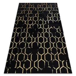   Modern GLOSS tepih 407C 86 elegáns, glamour, art deco crne / arany 120x170 cm