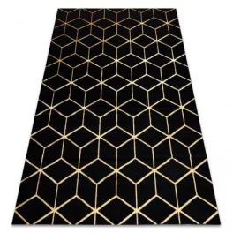   Modern GLOSS 3D tepih 409C 86 Kocka elegáns, glamour, art deco crne / arany 120x170 cm