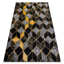   Modern GLOSS tepih 400B 86 elegáns, glamour, art deco, 3D geometriai crne / arany 140x190 cm