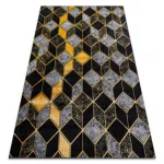 Modern GLOSS tepih 400B 86 elegáns, glamour, art deco, 3D geometriai crne / arany 180x270 cm