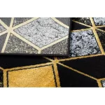Modern GLOSS tepih 400B 86 elegáns, glamour, art deco, 3D geometriai crne / arany 180x270 cm
