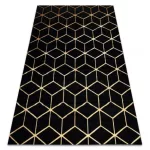 Modern GLOSS 3D tepih 409C 86 Kocka elegáns, glamour, art deco crne / arany 180x270 cm
