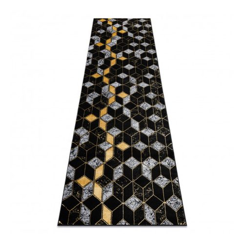  Moderan GLOSS tepih, vodilica 400B 86 elegantan, glamur, art deco, 3D geometrijski crno / zlatno 80x200 cm