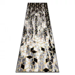    Moderni GLOSS tepih, vodilica 409A 82 Cube elegant, glamur, art deco crna / siva / zlatna 80x200 cm