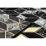  Moderan GLOSS tepih, vodilica 400B 86 elegantan, glamur, art deco, 3D geometrijski crno/zlatno 70x250 cm