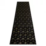  Moderan GLOSS tepih, vodilica 409C 86 Cube elegant, glamur, art deco crna / zlatna 70x200 cm