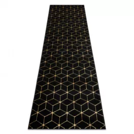  Moderni GLOSS tepih, vodilica 409C 86 Cube elegant, glamur, art deco crna / zlatna 60x250 cm