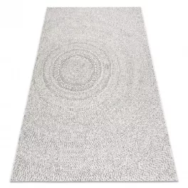   Fonott sizal flat tepih 48832367 Körök, pontok krem / siva 140x200 cm