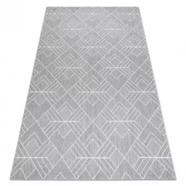   Fonott sizal flat tepih 48731637 Négyzetek rombusz, геометричен siva / krem 80x150 cm