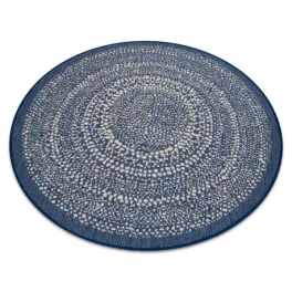    Kab. Pleteni sisal ravni tepih krug 48834591 Točkice rumeno plave krug 120 cm