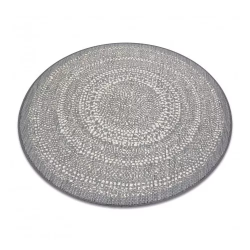  Kab. Pleteni sisal ravni tepih krug 48834637 Točkice rumeno sivo krug 120 cm