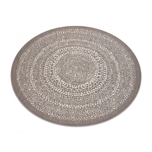 Kab. Pleteni sisal ravni tepih krug 48834686 Točkice rumeno bež krug 120 cm