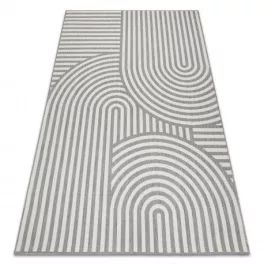    Kab. Pleteni ravni tepih od sisala 49376637 Krugovi pruge siva / krem 140x200 cm