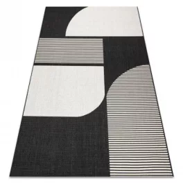    Kab. Pleteni ravni tepih od sisala 49384690 APSTRAKT krem / crna 160x230 cm