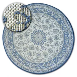    Kab. Pleteni ravni tepih od sisala krug48691/591 LEADER GLASS cvijeće plavo krug 120 cm