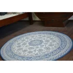  Kab. Pleteni ravni tepih od sisala krug48691/591 LEADER GLASS cvijeće plavo krug 120 cm