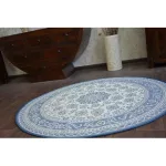  Kab. Pleteni ravni tepih od sisala krug48691/591 LEADER GLASS cvijeće plavo krug 120 cm