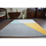Scandi tepih 18487/572 - TRAPÉZ siva arany tirkiz 80x150 cm