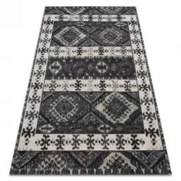   Modern tepih MUNDO E0651 etnikai szabadtéri bež / crne 160x220 cm