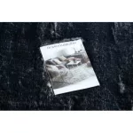 Moderni LAPIN krug shaggy, podloga za pranje, neklizajuća slonovača / crni krug 180 cm