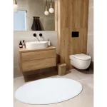  Moderna, periva prostirka POSH krug čupava, pliš, debela, protuklizna, krug slonovače 80 cm