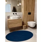  Moderna, periva prostirka POSH krug čupava, pliš, debela, protuklizna, tamnoplavi krug 80 cm